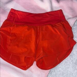 lululemon Red high rise 2.5 speed up shorts